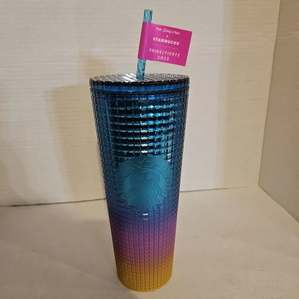 Starbucks Tim Singleton Pride Grid Gradient Rainbow Ombre Venti‎ Tumbler 2023